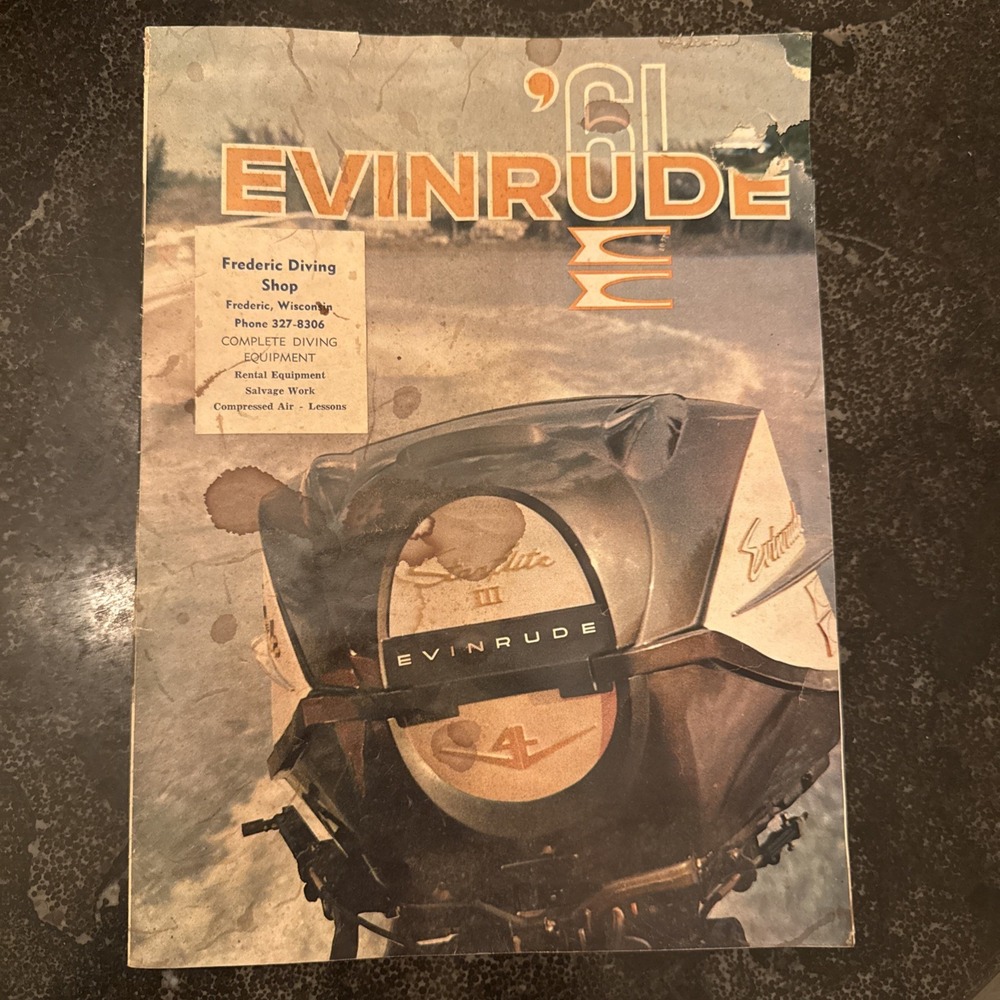 Original Authentic 1961 Evinrude Outboard Boat Brochure Vintage Antique